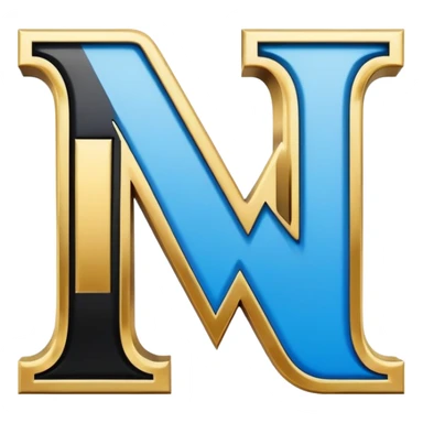 Bold Black-Blue-White-Gold Font Letter “N” sticker