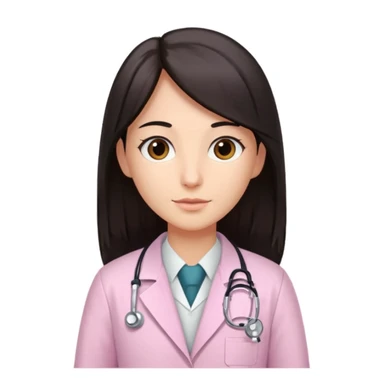 gastroenterologist with dark long straight hair and brown eyes, light pink theme, variation 2 sticker