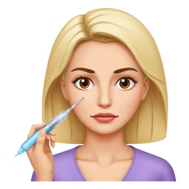 Woman taking a botox only one injection in the face sticker