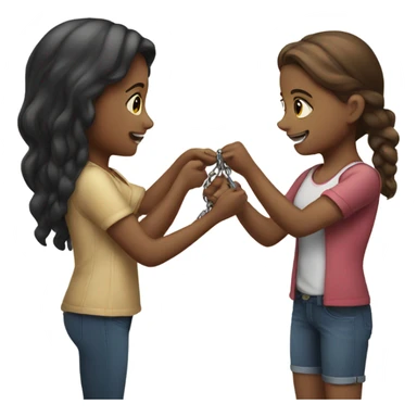 girl giving a chain to her friend sticker