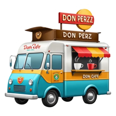 coffee truck with don perez cafe sign sticker