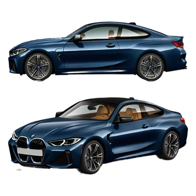 2021 BMW M440i with a dark blue exterior and cognac interior sticker