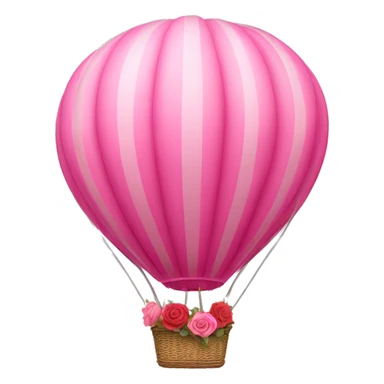 Pink hot air balloon with roses & hearts sticker