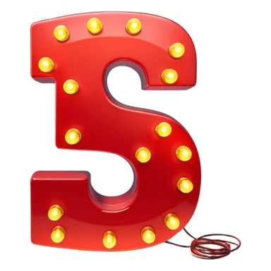 A 3D number 3 in a movie theater setting, shiny red surface; bright string lights on the number ; cinematic glow with subtle haze; glossy, premium Hollywood countdown look; centered composition. sticker