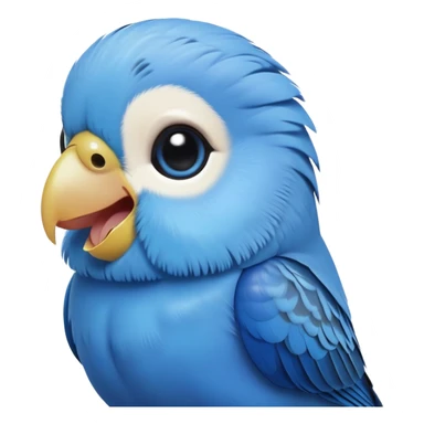 cinematic-comical-blue-budgie-portrait-emoji,-head-tilted-dramatically-with-an-exaggeratedly-amused-expression,-featuring-a-striking-blue-feathered-fur-with-a-glossy-finish,-wide,-expressive-dark-eyes-filled-with-playful-disbelief sticker