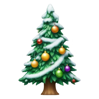 Christmas tree with snow and decorations  sticker