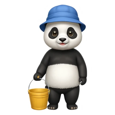 panda with bucket hat, full body sticker