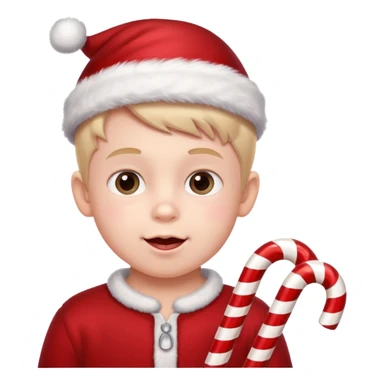 Little boy with candy canes celebrating Christmas sticker