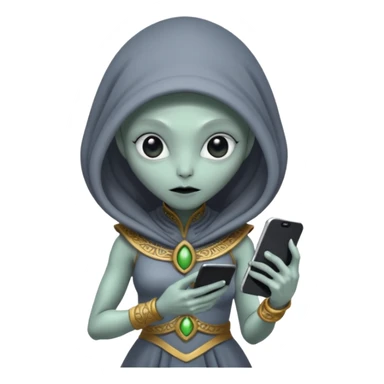 alien with persion crawl custome dress and smartphone sticker