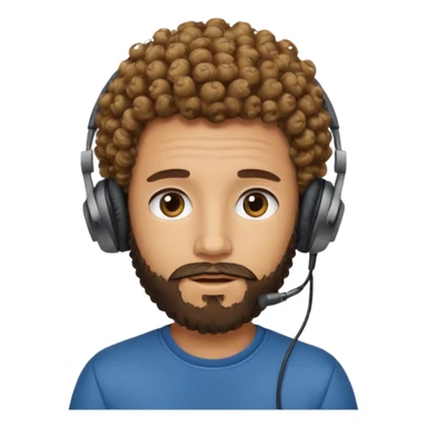 curly haired with headphones in and beard boy sticker