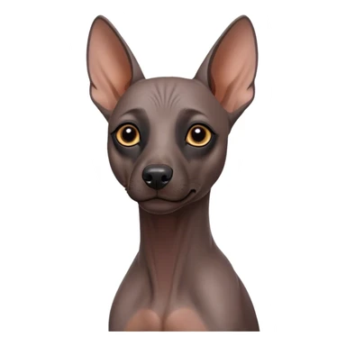 Cinematic Noble Xoloitzcuintle dog Portrait Emoji, Poised and regal, with a sleek, muscular build and smooth, hairless ebony skin accented by subtle wrinkles, deep-set soulful dark eyes, Simplified yet sharp and sophisticated features, highly detailed, glowing with a soft, dignified glow, high shine, intelligent and loyal, stylized with an air of ancient grace, focused and attentive, soft glowing outline, capturing the essence of a watchful and confident guardian, so majestic it feels as though it could stride out of the screen with effortless authority! sticker
