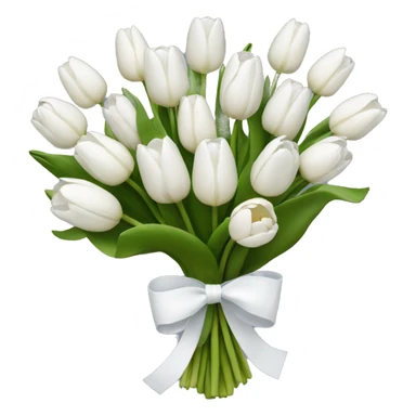 white tulip bouquet with a white bow holding the flowers together sticker