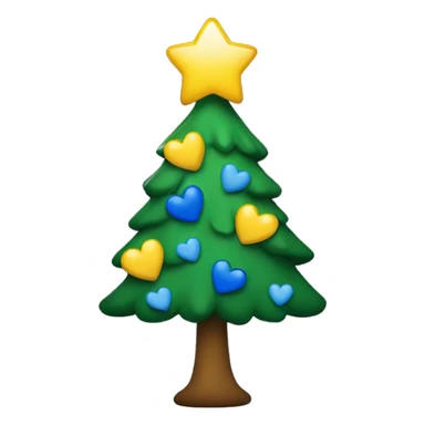 Christmas tree with yellow and blue hearts sticker