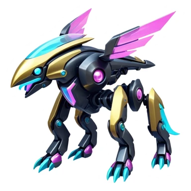  Epic legendary rare glowing mechanical Shiny sparkly transparent bioluminescent luminescent vibrant bright pastel dark exotic iridescent colorful gradients futuristic modern metallic glossy glittery fantasy-cyber-Fakémon-Vernid-Palkia-mecha-creature sticker