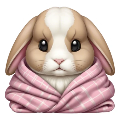 Holland lop bunny cozy in a blanket sticker