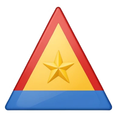 A flag inspired by the Catalan independence flag (the Estelada Blava): five horizontal red stripes alternating with yellow stripes, a blue triangle on the left side pointing to the center, and inside the triangle a single white five-pointed star. sticker