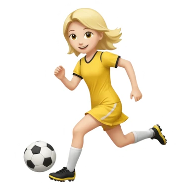 kids play soccer in yellow dress sticker