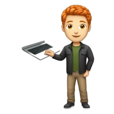 Programmer with a laptop Male red-haired light-skinned short-haired sticker
