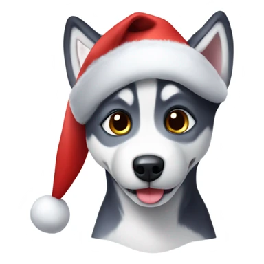 husky puppy wearing santa hat sticker