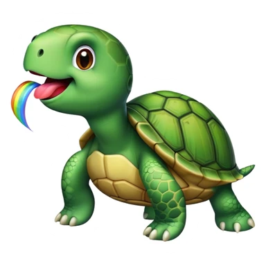 Turtle sticking its tongue out in rainbow  sticker