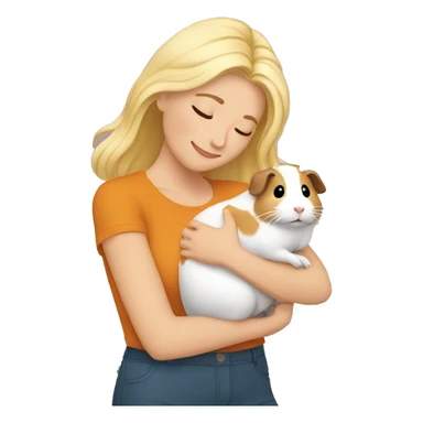 Blonde Woman hugging a guineapig sticker