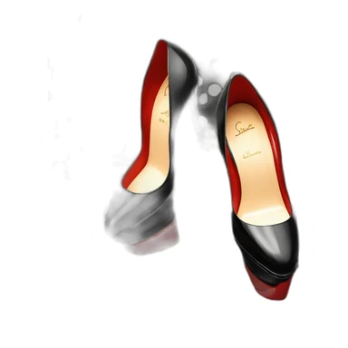 One WEDGE heel LOUBOUTIN black leather PATENT sticker