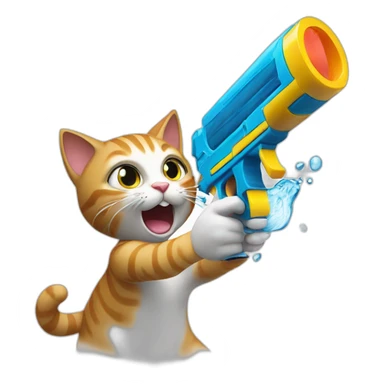 Cat shooting on american with water gun sticker
