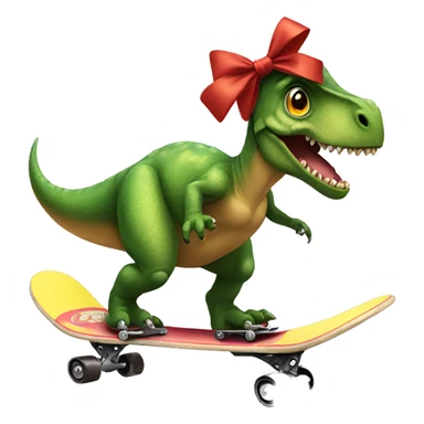 Dinosaur wearing a bow skateboarding  sticker