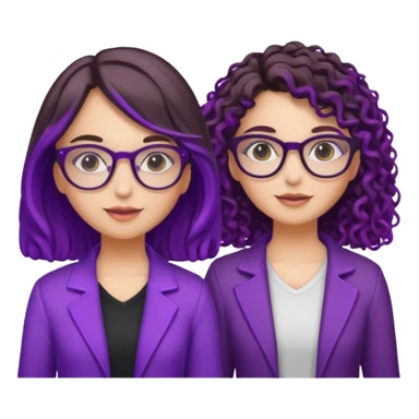 You can create two girls enjoying a concert, one brunette with purple highlights straight hair , the other brunette with curly hair and glasses. With purple lights around them.   sticker