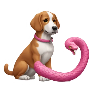 Un chien et un serpent rose joue sticker