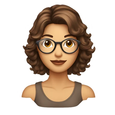 mulher morena de cabelo medio castanho com mechas loiras de oculos, olhos escuros sticker