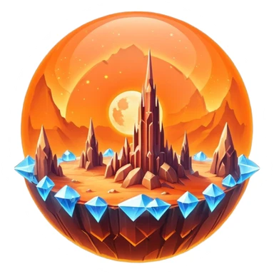 crystal mars planet, surface covered in glowing crystals  sticker