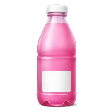 bottle of pink soda with pink bear ears on the cap and a white label with NO face  sticker