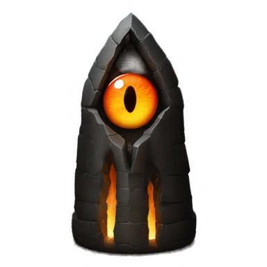 Eye of Sauron with glowing orange iris, set in a dark tower of Mordopr sticker