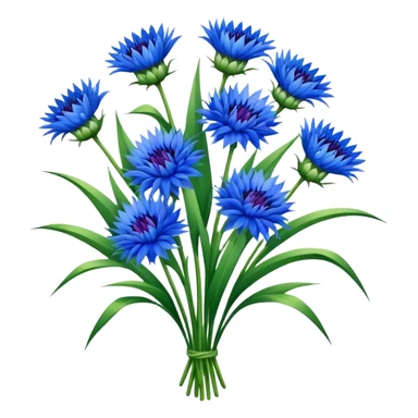 luxuriant, big bouquet Cornflower, stem, leaf sticker