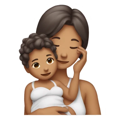 a phone showing a woman and a baby sticker