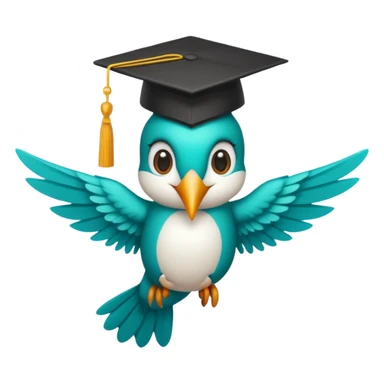 Un colibri con birrete de graduación y que el colibrí sea turquesa  sticker