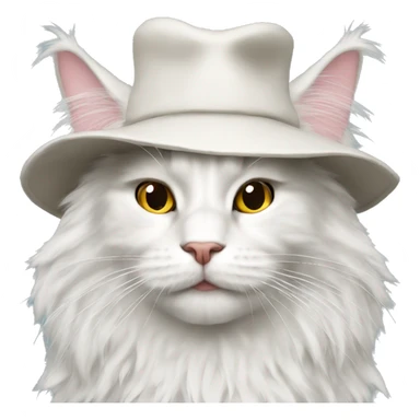 White Maine Coon with hat sticker