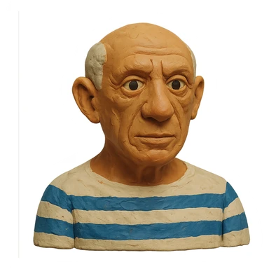 auto portrait of Pablo Picasso in claymation style sticker