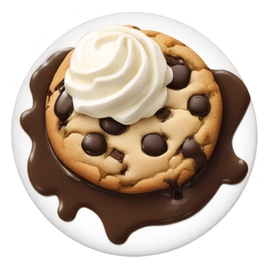 Chocolate chip cookie with ice cream on top and chocolate drizzle  sticker