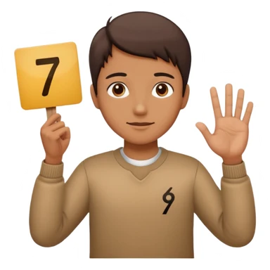 Un bonhomme tenant une pancarte avec le numéro 6 dans la main gauche et une pancarte avec le numéro 7 dans la main droite  sticker