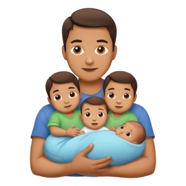 man with three babies sticker