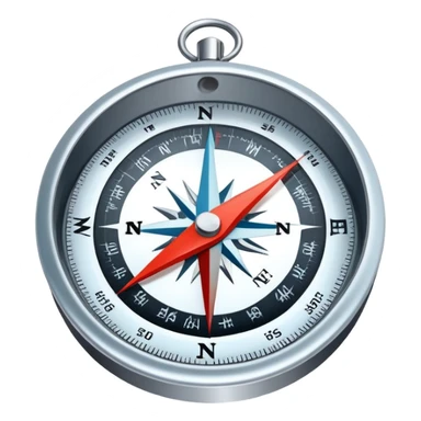 A compass pointing north, with the 'N' clearly marked. Cold, snowy atmosphere in the background, symbolizing the northern direction and icy climate sticker