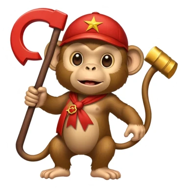 monkey with communist hammer and sickle sticker