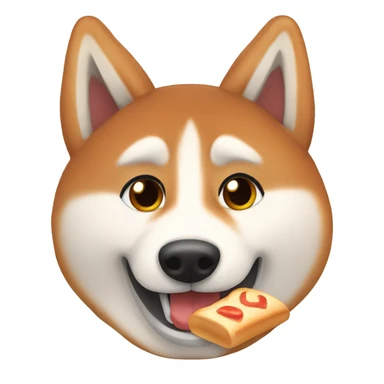  Red husky eating baguette bread that we see entirely  sticker