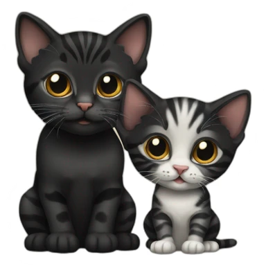 two-cats-bengal-and-cat-black-kitten-together sticker