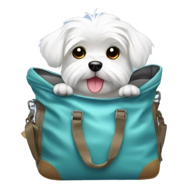 Cute Maltese dog in a airplane bag  sticker