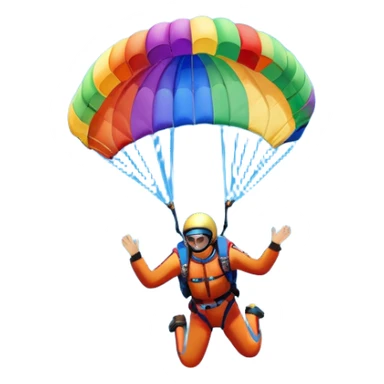 A skydiver free-falling through the clear sky, with a brightly colored parachute just about to open. The scene captures the thrill of the sport, with the vast expanse of the sky and distant ground below, emphasizing the excitement and adrenaline of parachuting sticker