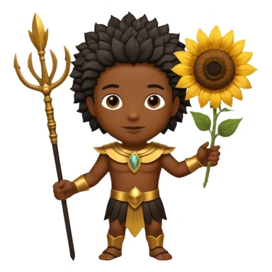 black god with sunflower, scepter, trident sticker