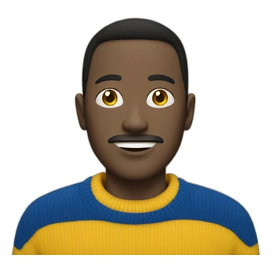 Man in blue and yellow sweater sticker